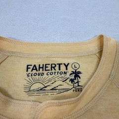 Faherty Cloud Cotton Henley Shirt Mens Large Peach Long Sleeve Tagless Tee