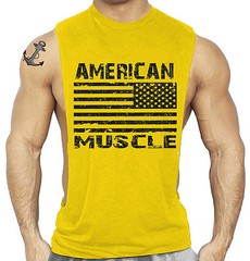 Men’s Gym Bodybuilding Workout Sleeveless Fitness American Muscle Tank Top Vest
