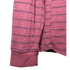 Marine Layer Mens M/L Double Knit Henley Shirt Red Striped Long Sleeve Pullover