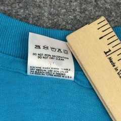 Vintage Fruit of the Loom Shirt Mens Large Teal Blue Single Stitch USA 1990s