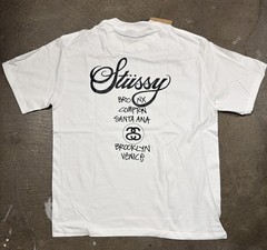 Stussy Shirt World Tour Tee Tshirt White Size XL NWT Double Sided Streetwear