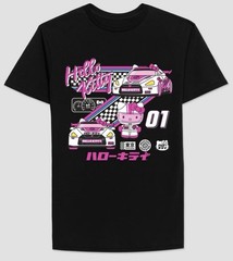Hello Kitty Racing Car Tokyo Speed Graphic T-shirt Men Large Black Short Sleeve
