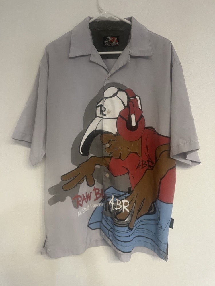 Vintage Y2K Raw Blue ABR Shirt Dj Hip Hop Skater Baggy Streetwear Mens Large XL
