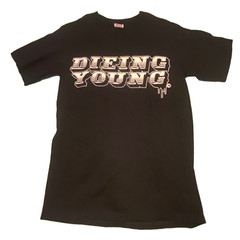 Vintage size small Dieing Young Men’s T shirt Black with White letter print