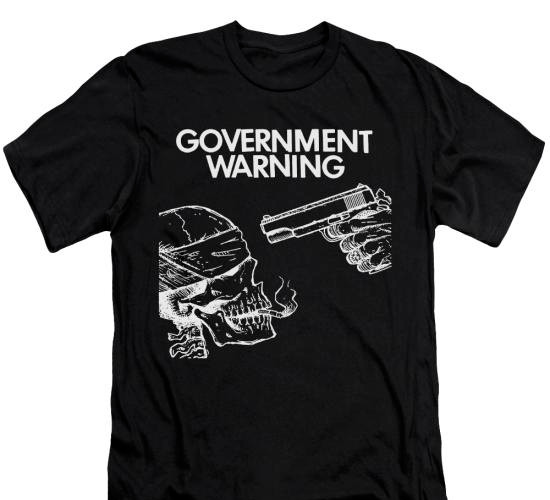 Government Warning T-Shirt Gothic Deathrock Goth Post Punk Music Unisex Tee