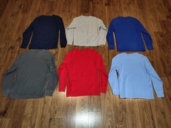 LOT OF 6 Polo Ralph Lauren Long Sleeve Waffle Weave Thermal / Sleepwear Shirts M