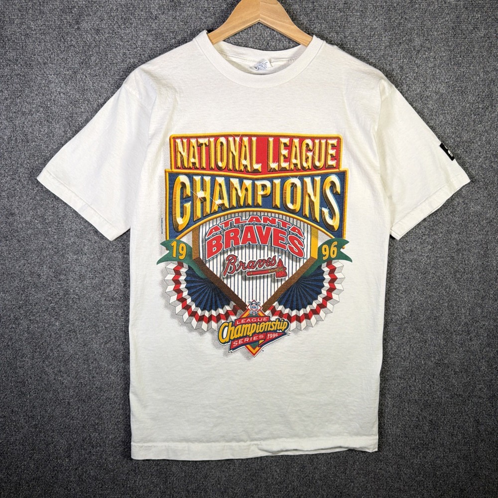 Vintage Atlanra Braves Shirt Adult Small White 90s World Series 1996 Starter USA