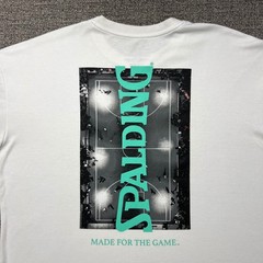 Spalding Basketball T Shirt White Teal Double Sided Relaxed Fit Mens XL Sports