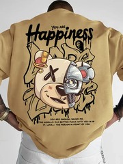 Asymmetrical Bear & Robot Design Men’s Summer T-Shirt