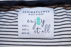 Denim & Flower Shirt Mens Large Navy Allover Palm Tree Graphic Tropical Tee