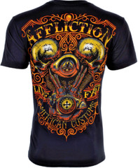 $58 AFFLICTION American Customs THUNDER Skulls Short Sleeve Slim Fit T-shirt NWT