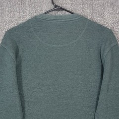 Weatherproof Vintage Henley Shirt Mens L Green Long Sleeve Thermal Waffle Knit