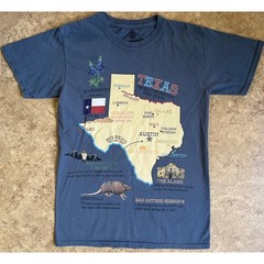 The Mountain Texas Map Graphic T-Shirt Blue Souvenir Cotton Mens Small S