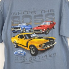 Ford Shirt Mens Large Blue Mustang Boss 302 351 429 Graphic Tee Licensed