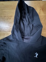 Baseballism Baseball Print Black Hooded Sweatshirt Neck Wrap Mens Size Large