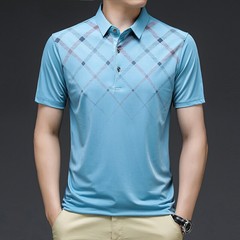 Polo A Cuadros Elegante Para Hombre Camisa De Manga Corta Camiseta Ajustada Lujo