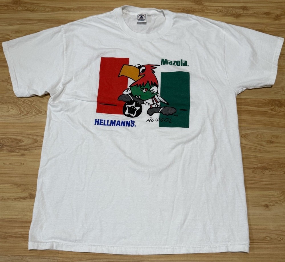 VINTAGE MAZOLA HELLMAN’S AGUIGOL EL TRI MEXICO SOCCER T-SHIRT SZ XL USA EUC