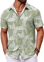 Mens Hawaiian Shirt Tropical Floral Short Sleeve Button Down Summer Beach Casual