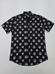 KENZO Mens Poplin Shirt Black Pattern Button Up Size XL Regular
