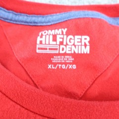 Tommy Hilfiger Denim Men’s Graphic T-Shirt XL Red Logo Tee (see photo for flaw)