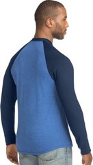Hanes Mens FreshIQ X-Temp Colorblock LS Raglan Henley Tee (5A60) -Blue -2XL