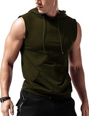 Men’s Workout Hooded Tank Tops Sleeveless Gym Training Bodybuilding T Shirt
