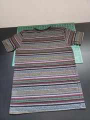 Beautiful Giant Striped T-Shirt Aztec Print Short Sleeve Casual Top Size L