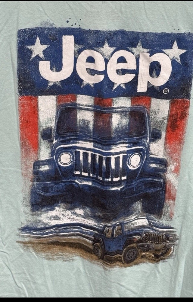 JEDCO Jeep T Shirt Size Small Seafoam Green Graphic Tee
