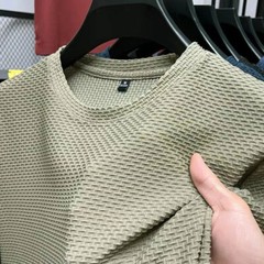 Bamboo Mesh Ice Silk Summer Slim Fit T-Shirt Men’s Short Sleeved Round Neck