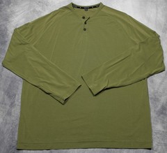 Public Rec Henley Shirt Mens 2XL Green Long Sleeve Pima Cotton Tencel Stretch
