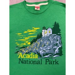 Homage Acadia National Park T Shirt Men M Green Graphic Tee Made in USA Outdoor