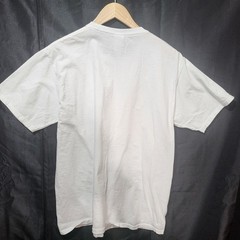 Port & Company Mens White Handprint Graphic T-Shirt Large Ring Spun Cotton Tee