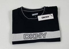 DKNY Sport Black/White Logo Stripe Crew Neck Short Sleeve T-Shirt Size S.