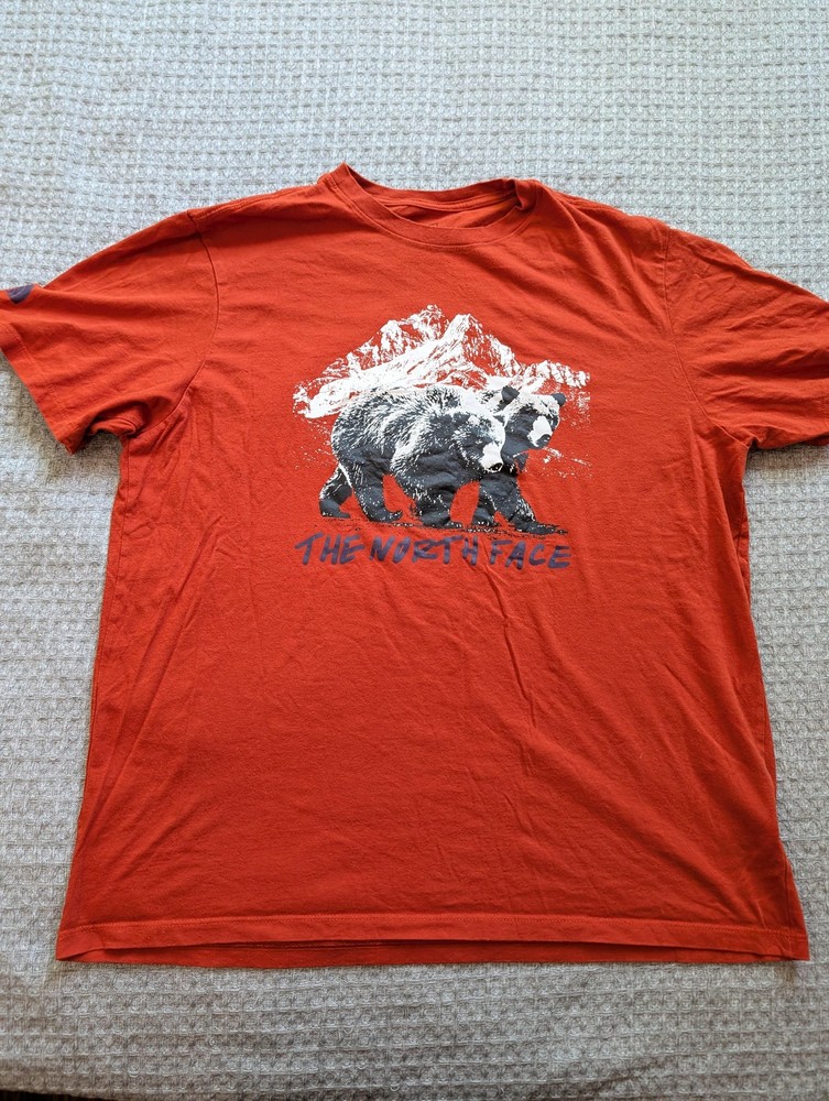 The North Face Shirt Mens XL Orange Bear Mountain Graphic Tee Nature Outdoor
