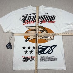 Civil Regime Looney Tunes Wile E Coyote Racing Oversized Tee Butter White L NEW