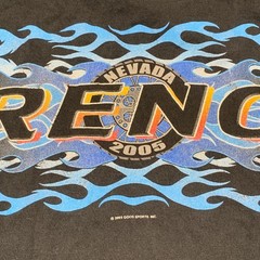 Vintage Reno Nevada 2005 Flames T-Shirt Adult XL Black Cotton Delta Pro Weight