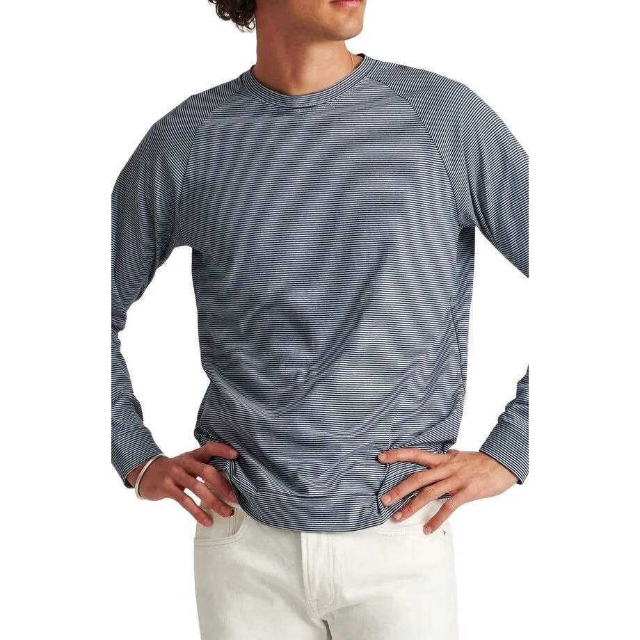 Bonobos Stripe Raglan Long Sleeve T Shirt Mens L Blue White Slim Fit Cotton Tee