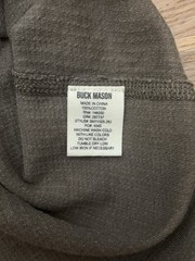 Buck Mason Mens Medium Green Vintage Thermal Surplus Tee Waffle Knit Long Sleeve