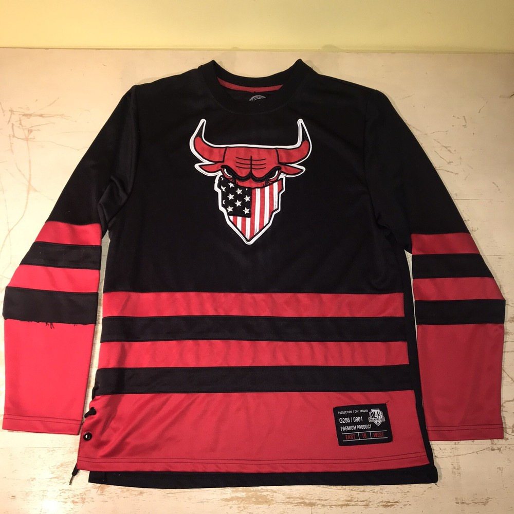 Maxi Milian Chicago Bulls Hockey Sports Mens Jersey Blk/Red Size XL Long Sleeve