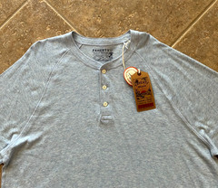 Faherty Cloud Henley T Shirt Mens XXL Light Blue Heather Long Sleeve $98 NWT