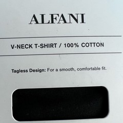 Alfani Men’s 4-Pk. V-Neck Regular-Fit Black Cotton Undershirts Size Medium