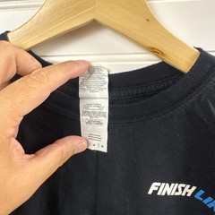 Finish Line Logo Gildan T-Shirt Mens Medium Black Cotton Crew Neck Short Sleeve