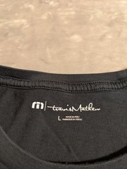 TravisMathew Shirt Mens Large Gray Blue Striped Pocket Tee Casual Golf Crewneck
