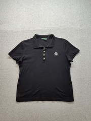 Lauren Ralph Lauren Men Polo Shirt XL Black Short Sleeve Crest Logo Button Front