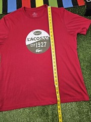 Lacoste men crewneck graphic tshirt size L 7 red vintage style logo cotton peru
