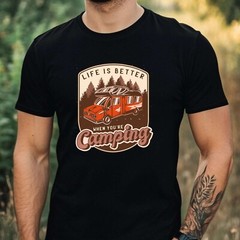 Mens Camping Theme Cotton T-Shirt Size XS to 5XL