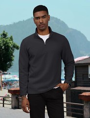 Mens 1/4 Zip Pullover Fleece Jacket Long Sleeve Warm Casual Athletic Sweatshirts