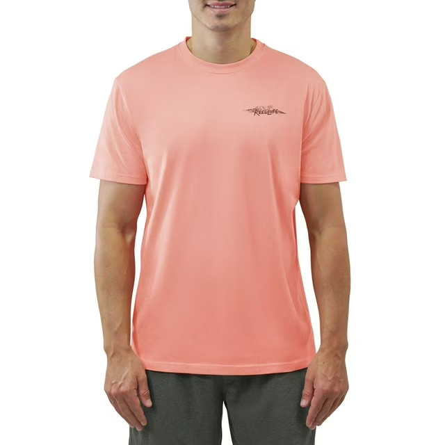 Reel Life Men’s Short Sleeve Graphic Tee Size Medium Coral