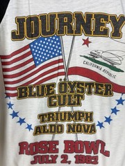 Vintage 80s Journey 1982 Concert Tour T-Shirt Rose Bowl Blue Oyster Cult Raglan