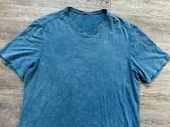 Lululemon V Neck T Shirt Large 5 Year Basic Cotton Mineral Wash Pewter Blue Mens